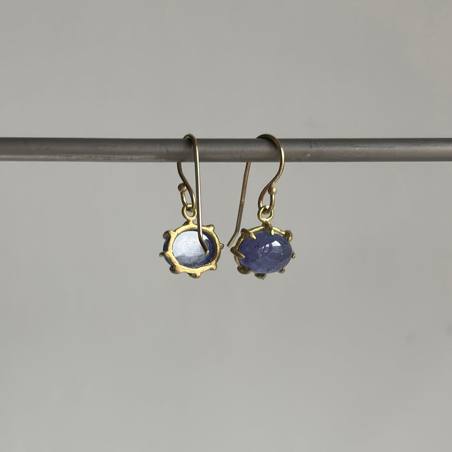 Mini Oval Tanzanite Cabochon Earrings