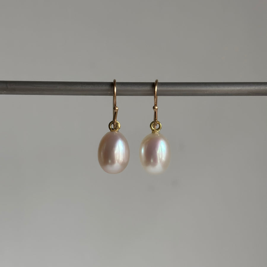 Cream Freshwater Pearl Egg Drop Earrings