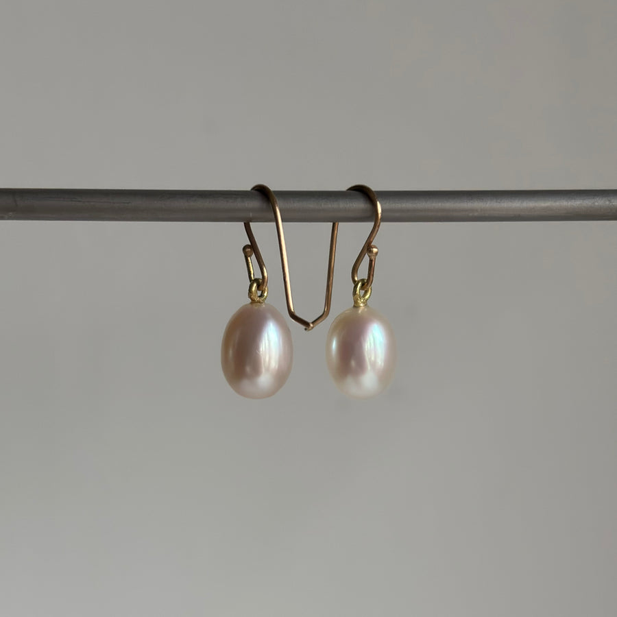 Cream Freshwater Pearl Egg Drop Earrings