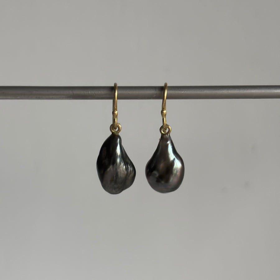 Silver Keshi Pearl Teardrop Earrings