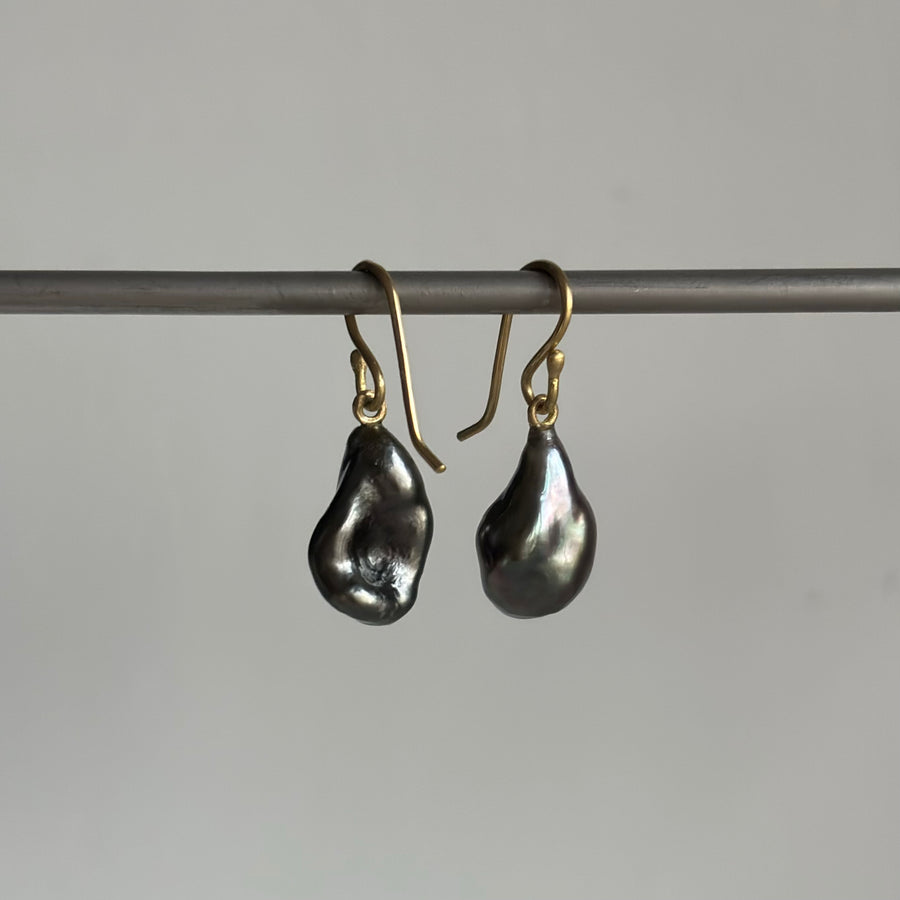 Silver Keshi Pearl Teardrop Earrings