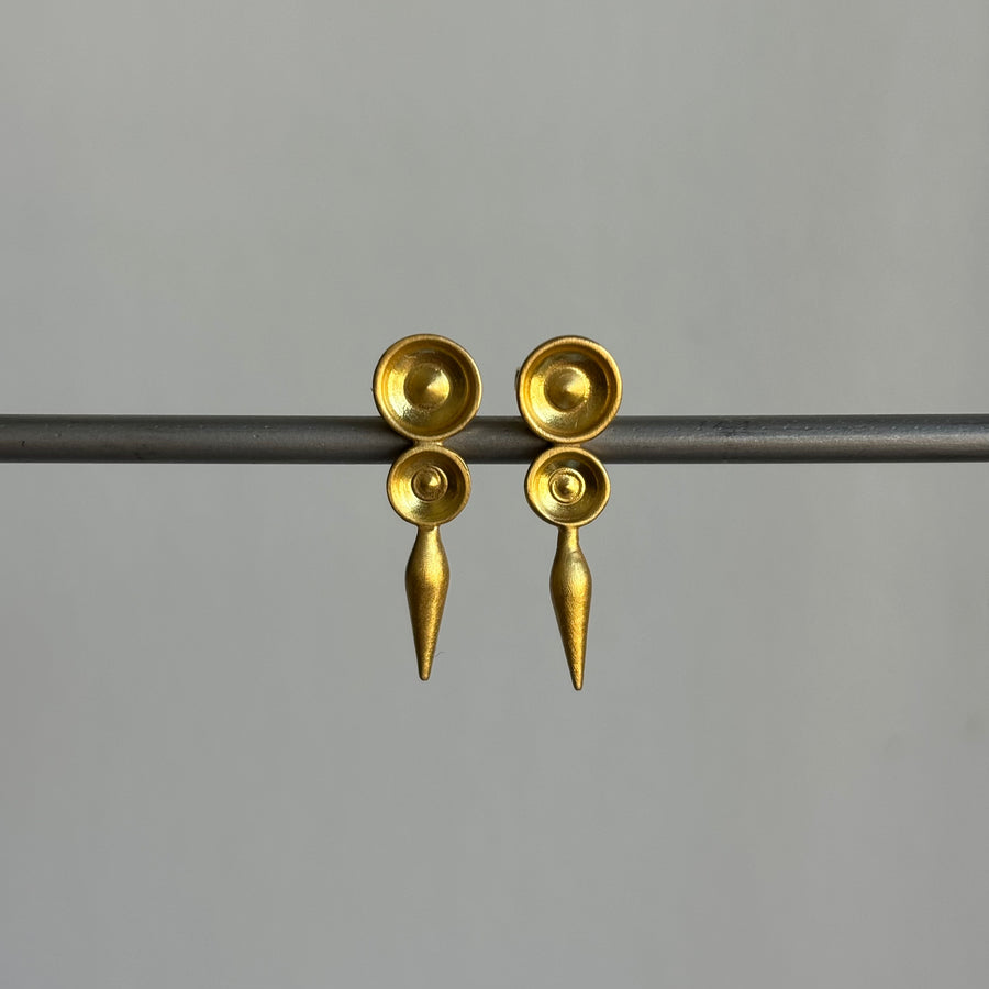 Gold Concave Pod Post Earrings