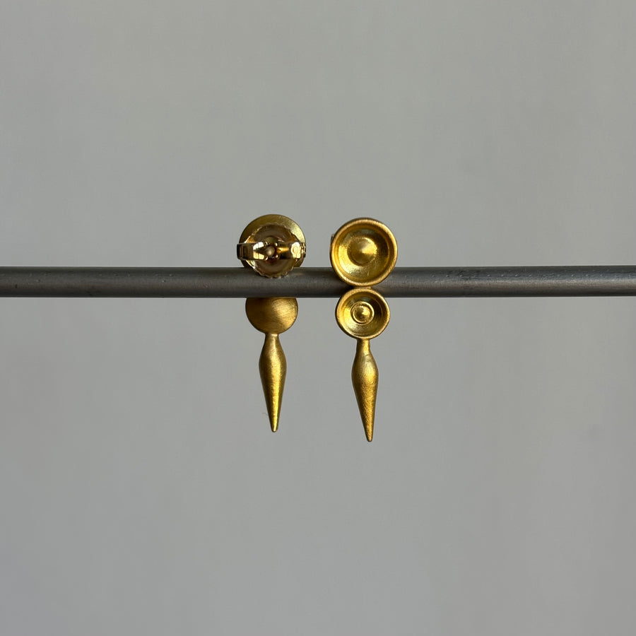 Gold Concave Pod Post Earrings