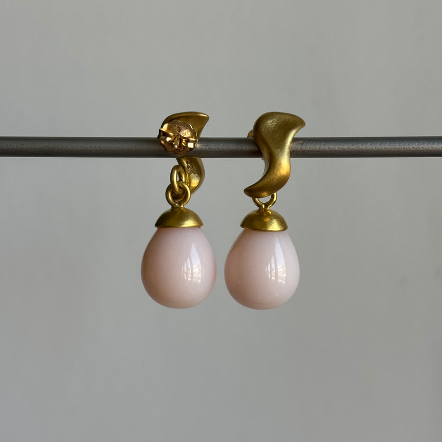 Sculptural Pink Opal Post Earrings