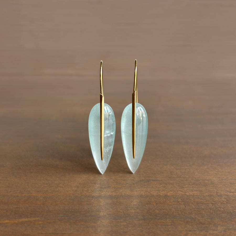 Aquamarine Feather Earrings