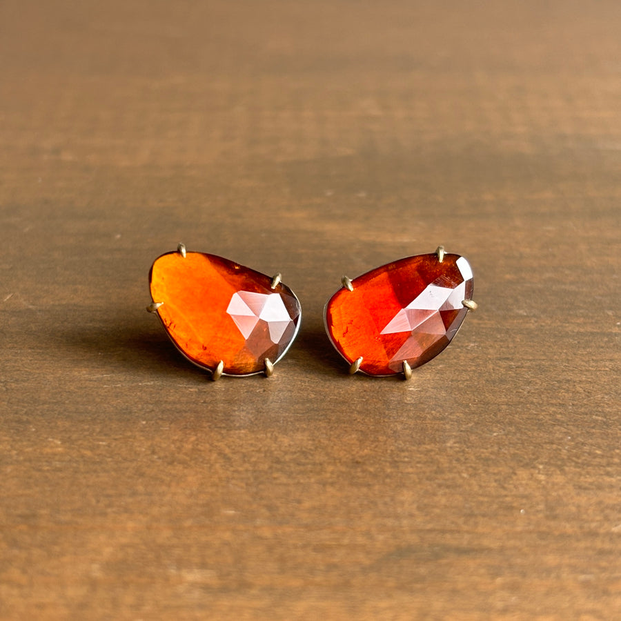 Orange Spessartite Garnet Vanity Stud Earrings