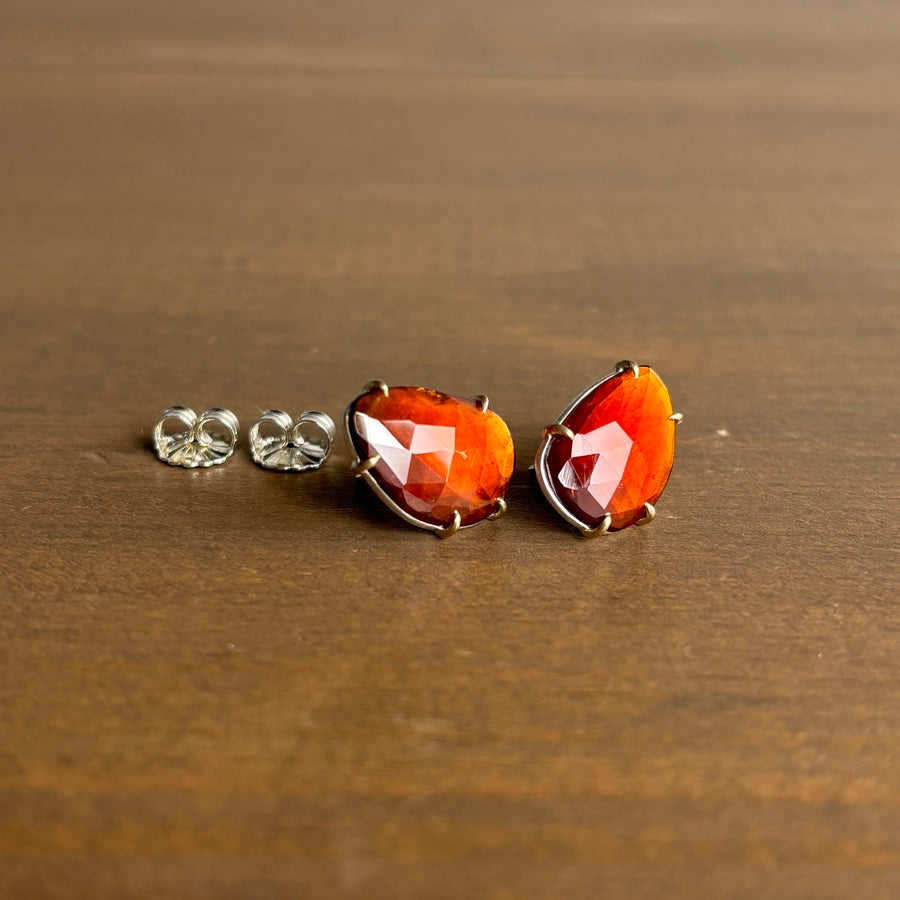 Orange Spessartite Garnet Vanity Stud Earrings