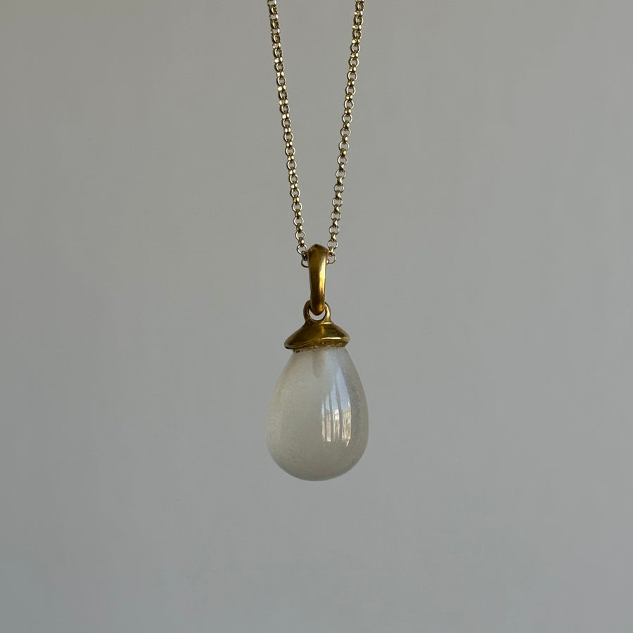 Sculptural Opaque Rock Crystal Drop Pendant