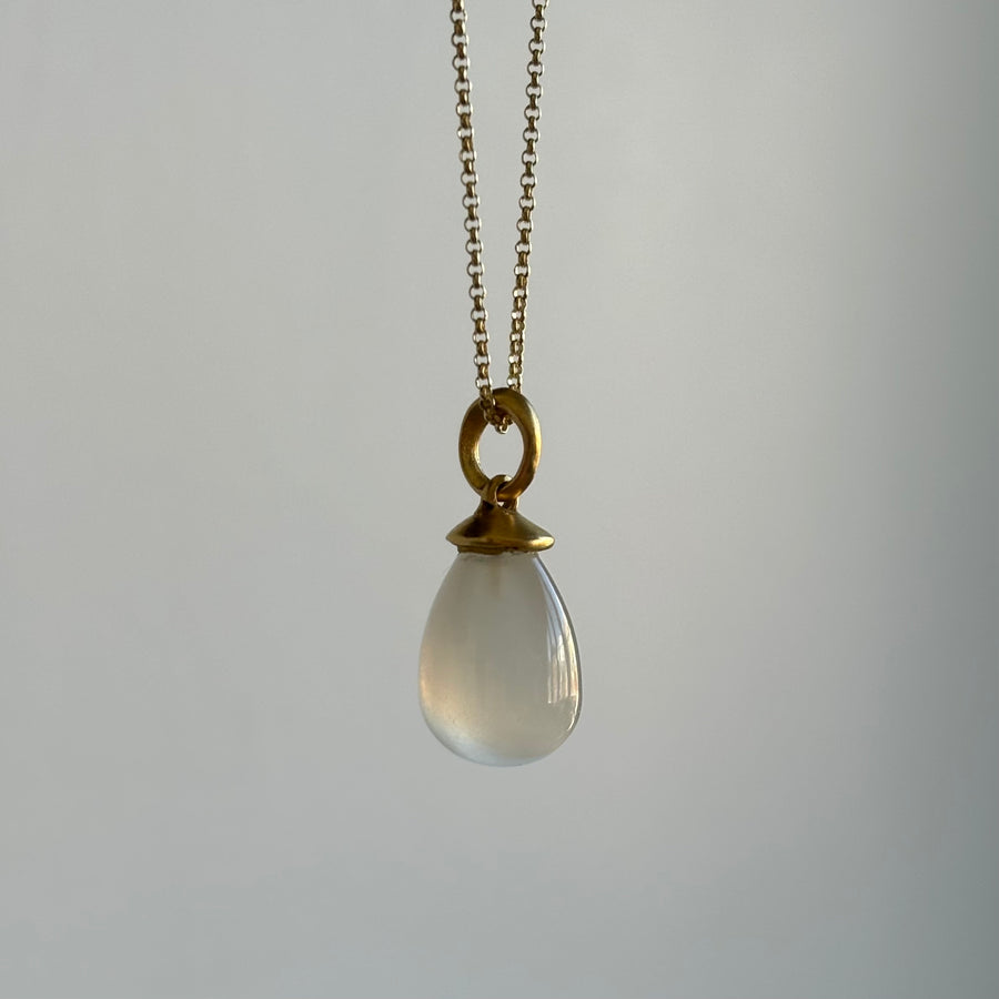 Sculptural Opaque Rock Crystal Drop Pendant