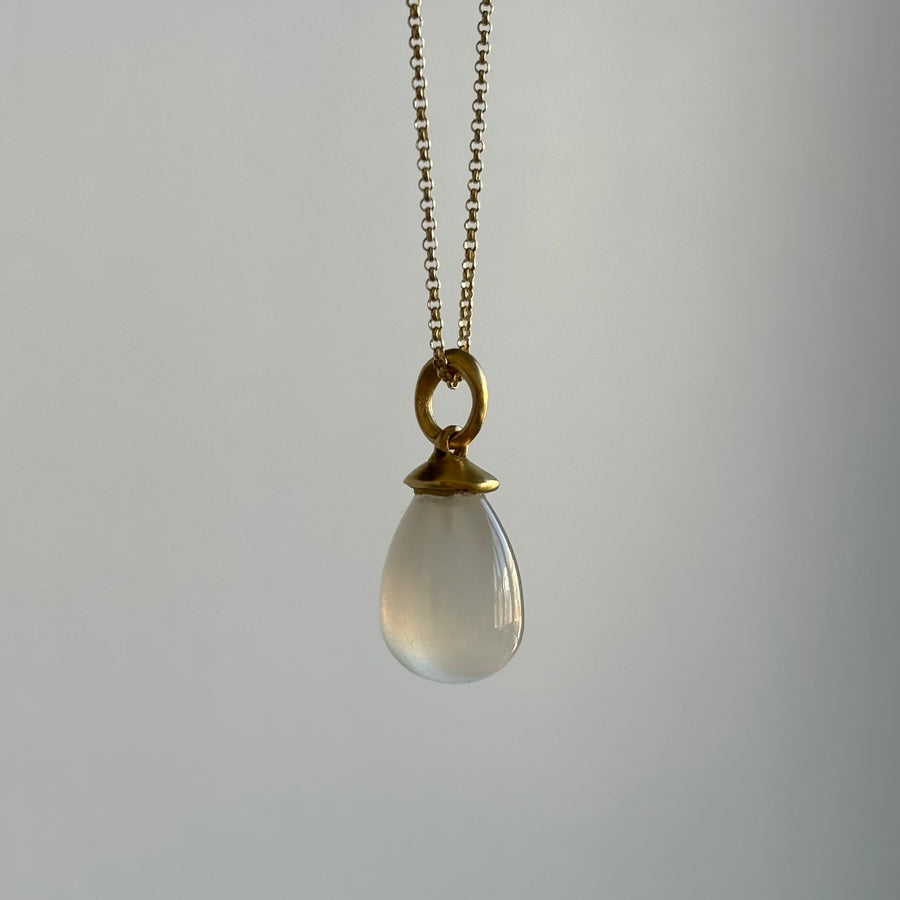 Sculptural Opaque Rock Crystal Drop Pendant