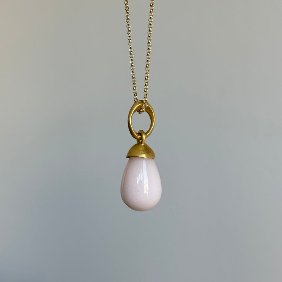 Sculptural Pink Opal Drop Pendant