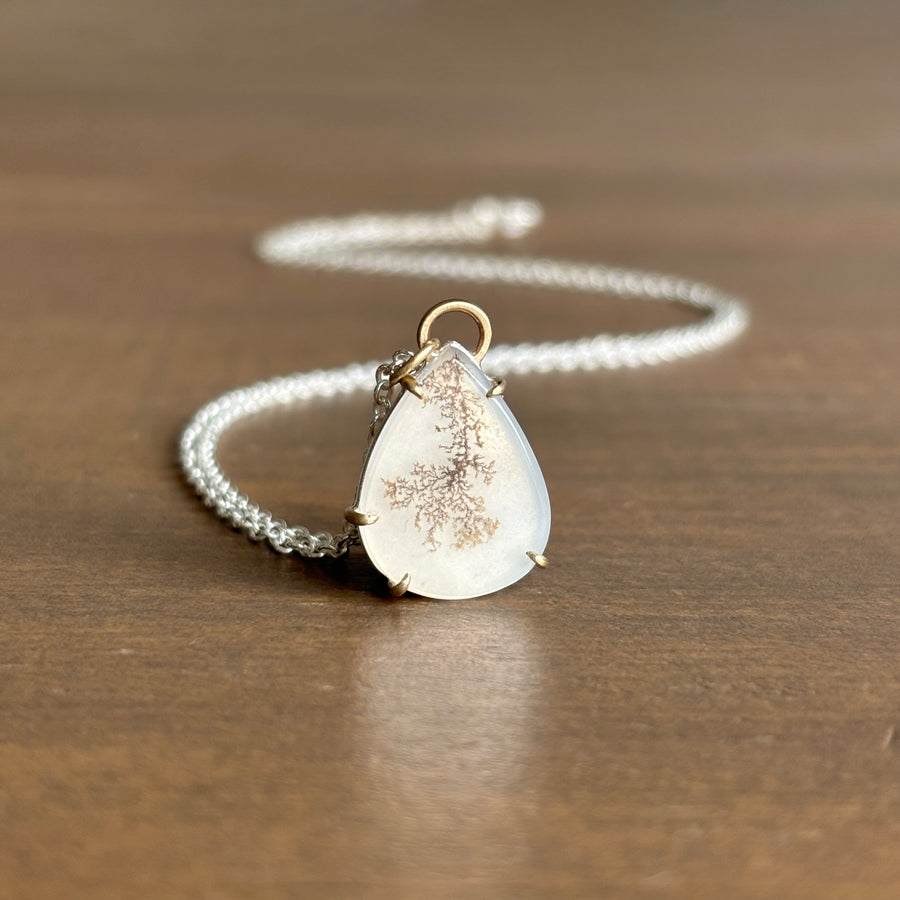 Dendritic Agate Teardrop Vanity Necklace