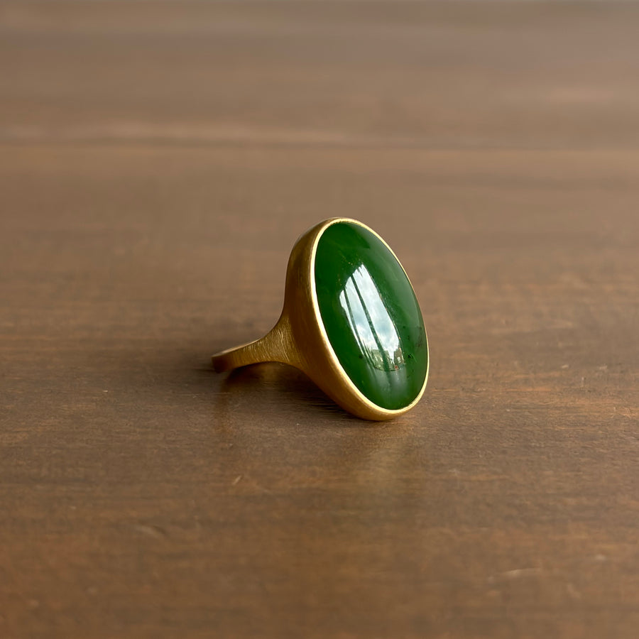 Oval Siberian Jade Cast Ring