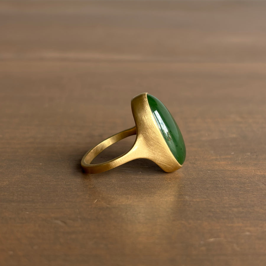 Oval Siberian Jade Cast Ring