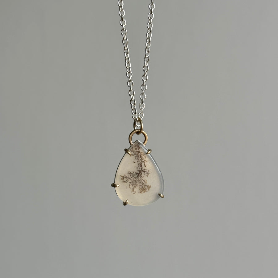 Dendritic Agate Teardrop Vanity Necklace