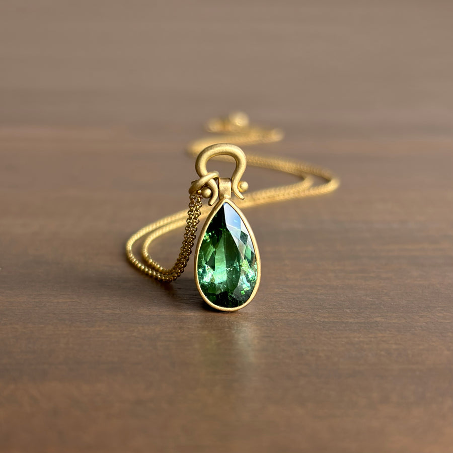 Faceted Green Tourmaline Pear Pendant