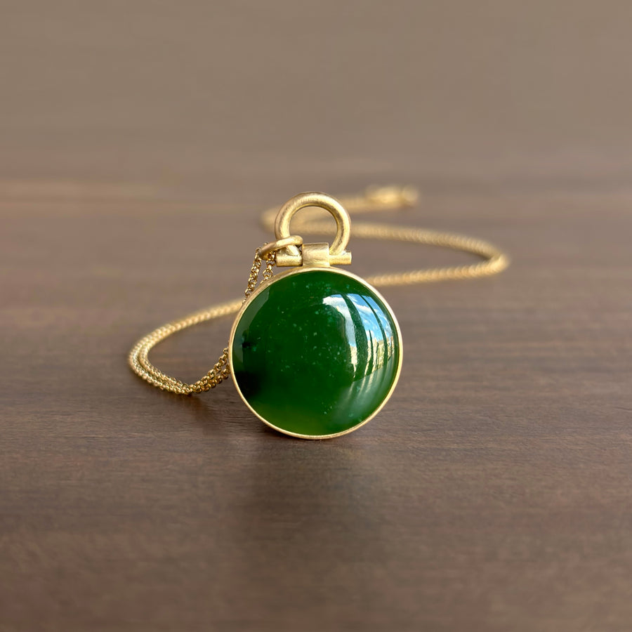 Round Siberian Jade Pendant