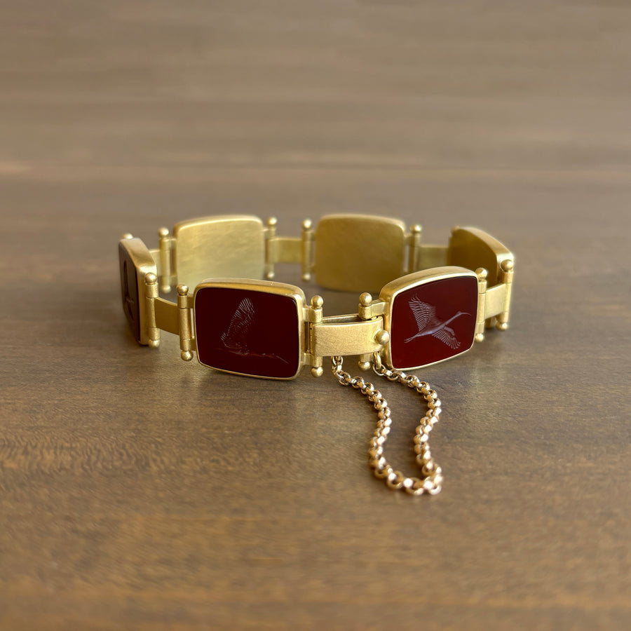 Red Ibis Carnelian Intaglio Bracelet