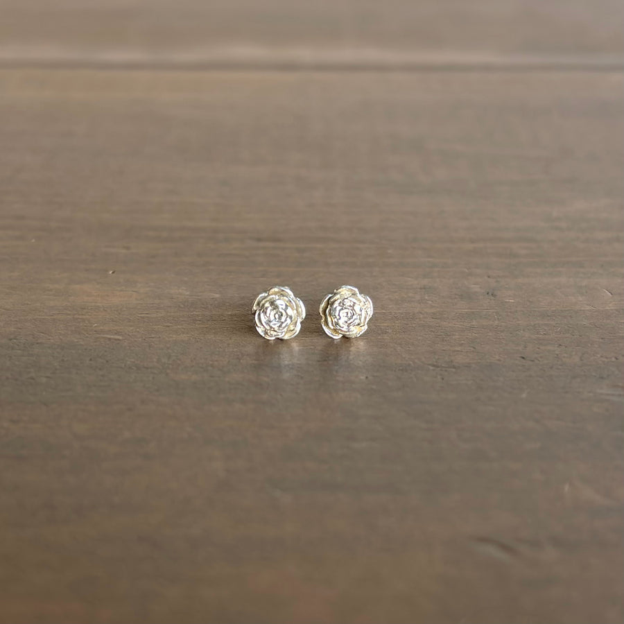 Little Silver Rose Garden Stud Earrings