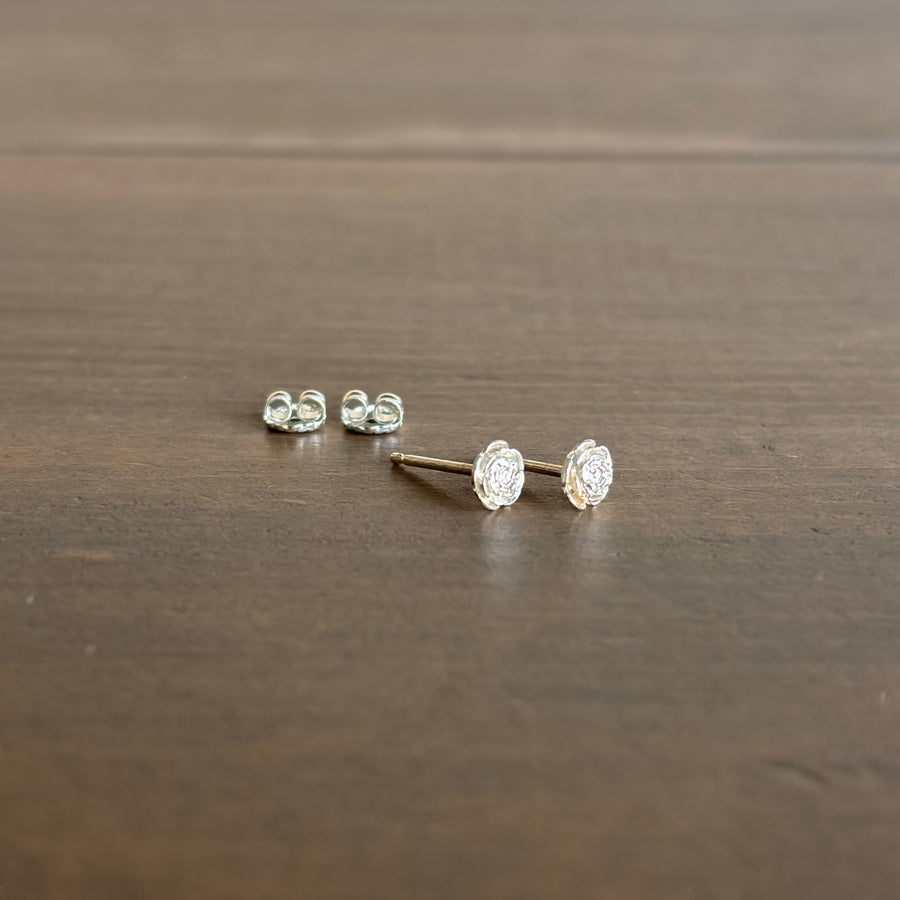 Little Silver Rose Garden Stud Earrings