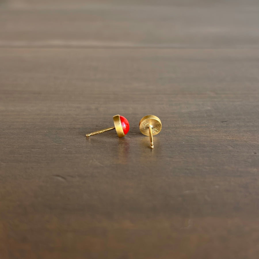 Round Mediterranean Coral Stud Earrings