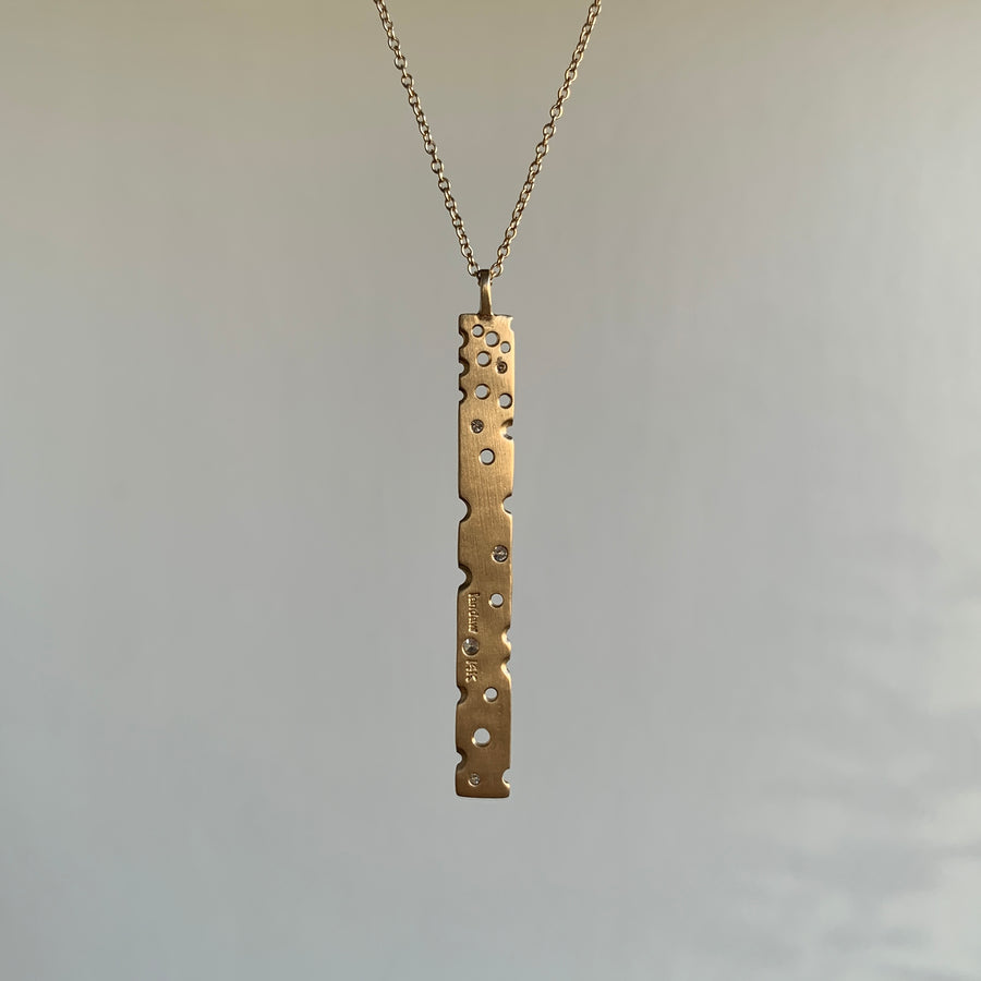 French Lace Elongated Bar Pendant with Diamonds