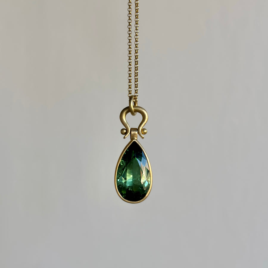 Faceted Green Tourmaline Pear Pendant