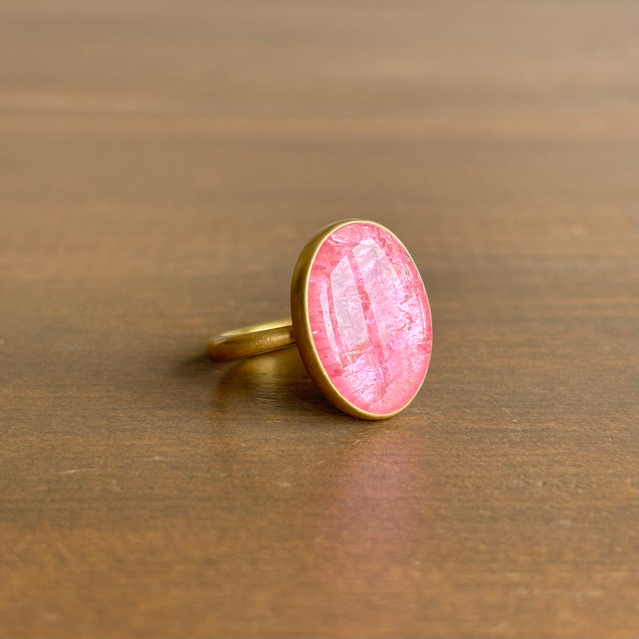 Frosty Pink Tourmaline Oval Ring