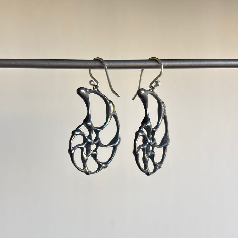 Small Oxidized Silver Ammonite Earrings