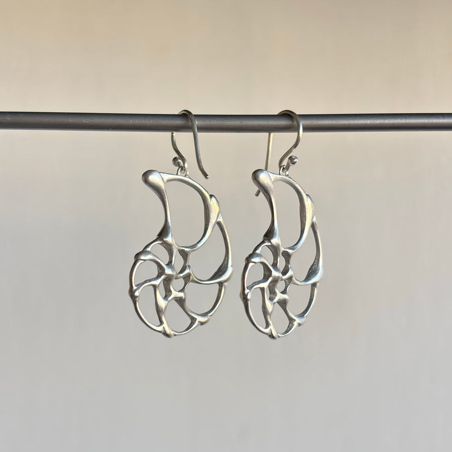 Small Silver Ammonite Earrings