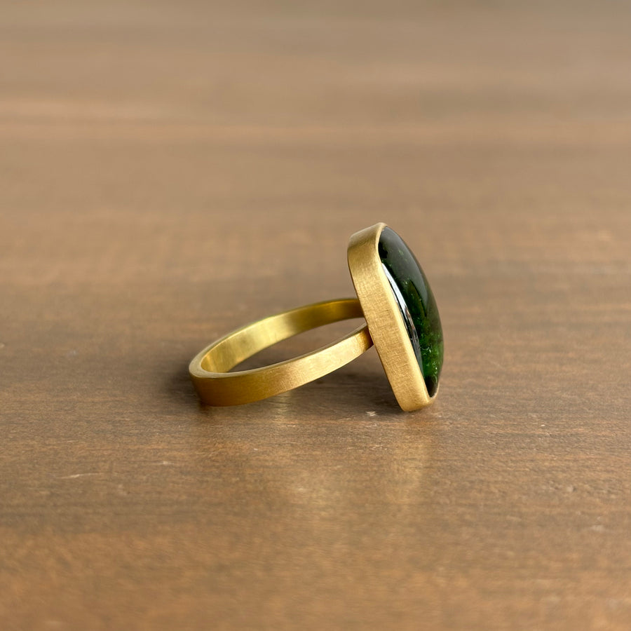 Green Tourmaline Cushion Ring