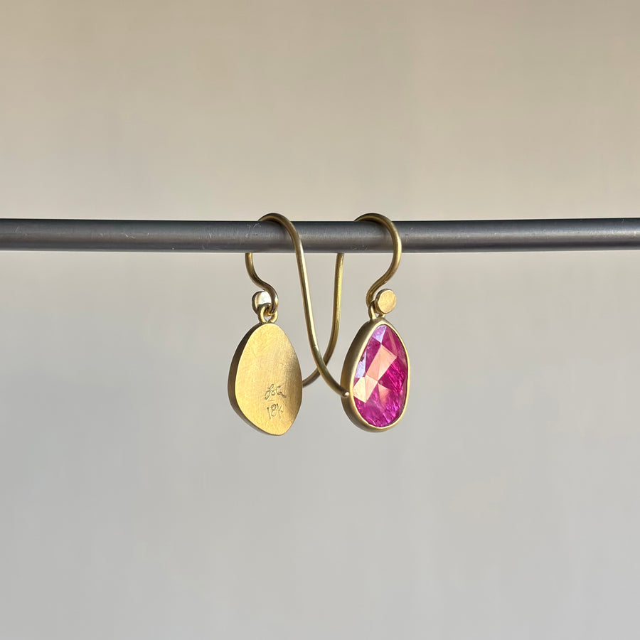 Ovalish Ruby Pebble Drop Earrings