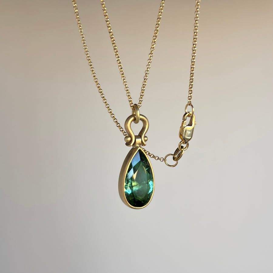 Faceted Green Tourmaline Pear Pendant