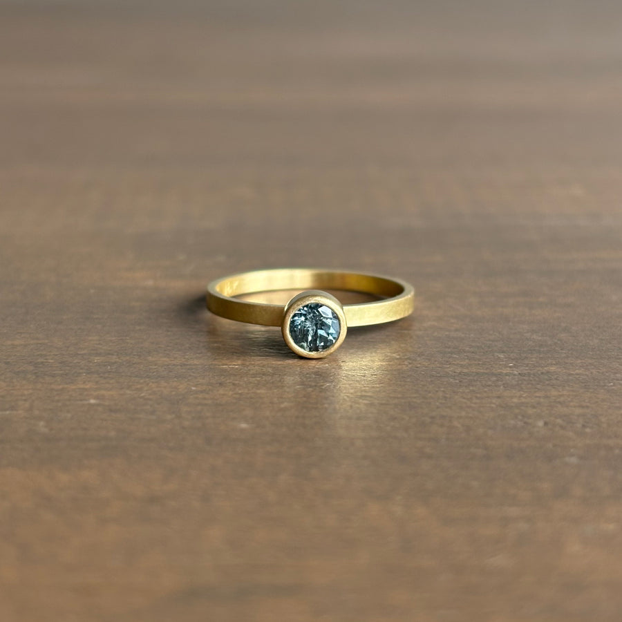 Round Blue/Green Songea Sapphire Stacking Ring