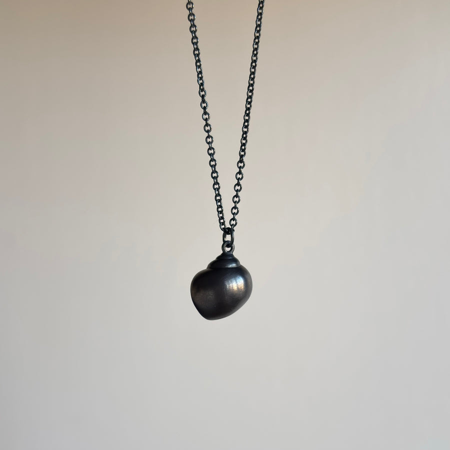 Little Oxidized Silver Moon Snail Shell Ruthie B. Necklace