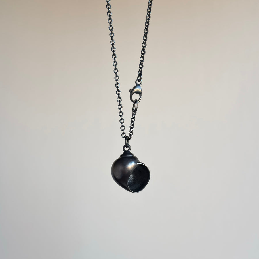 Little Oxidized Silver Moon Snail Shell Ruthie B. Necklace