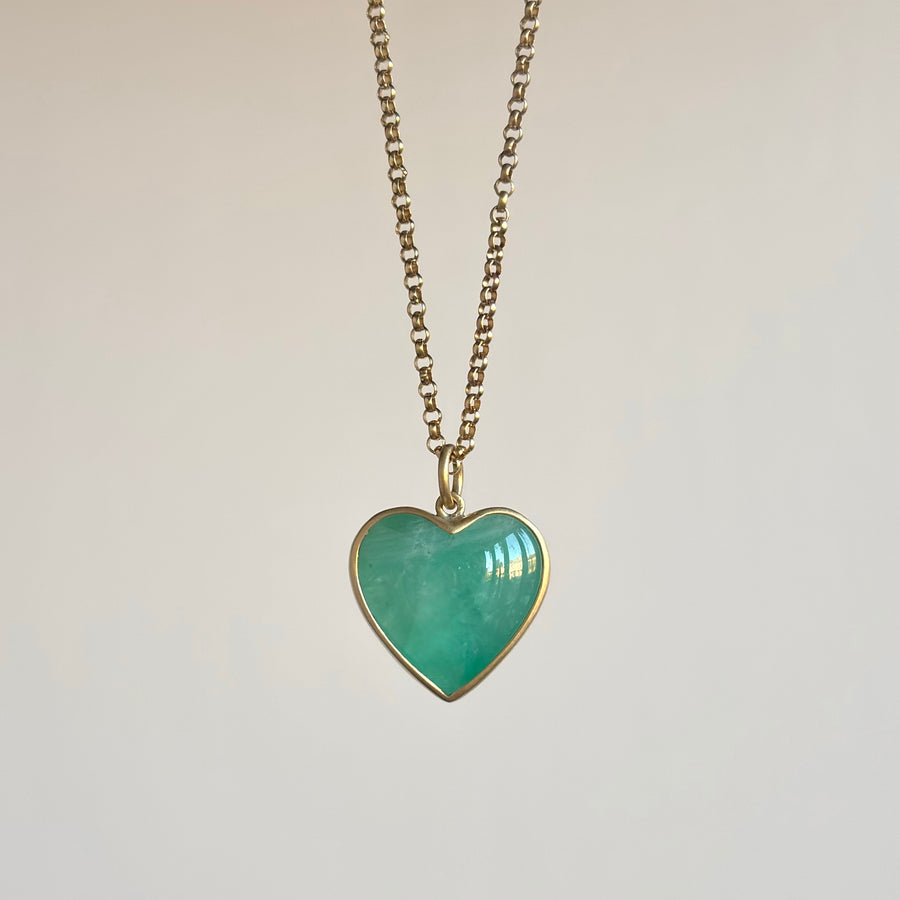 Brazilian Emerald Cabochon Sweetheart Pendant