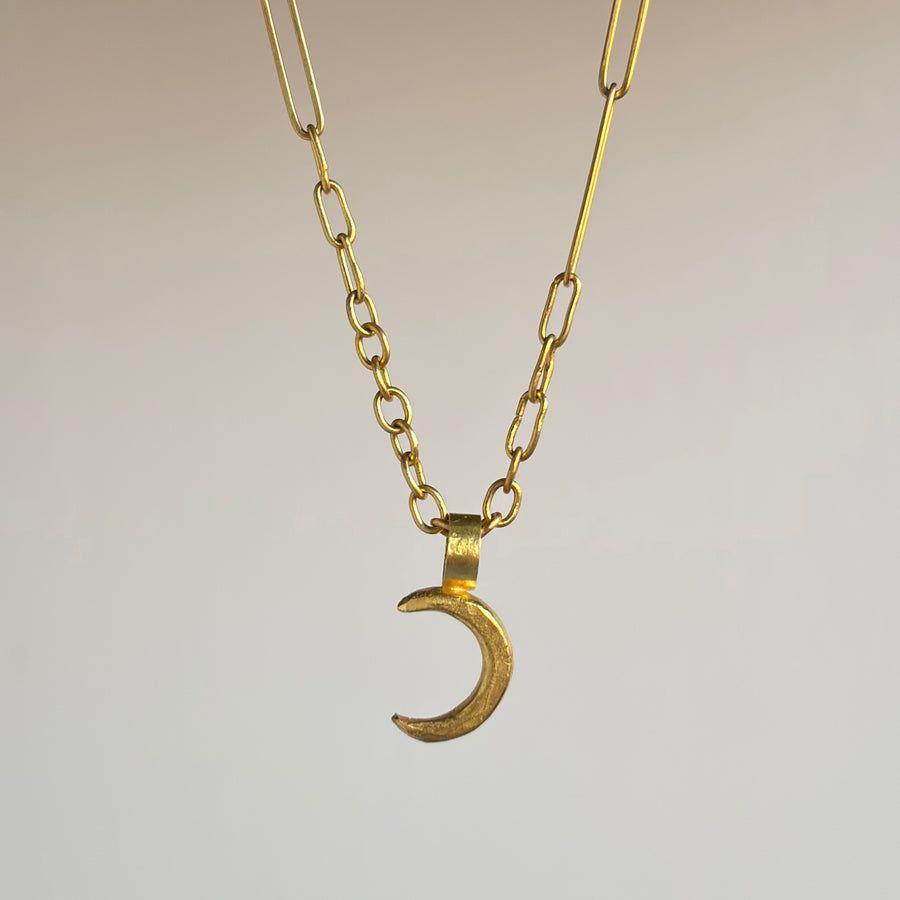 22k Gold Crescent Moon Pendant