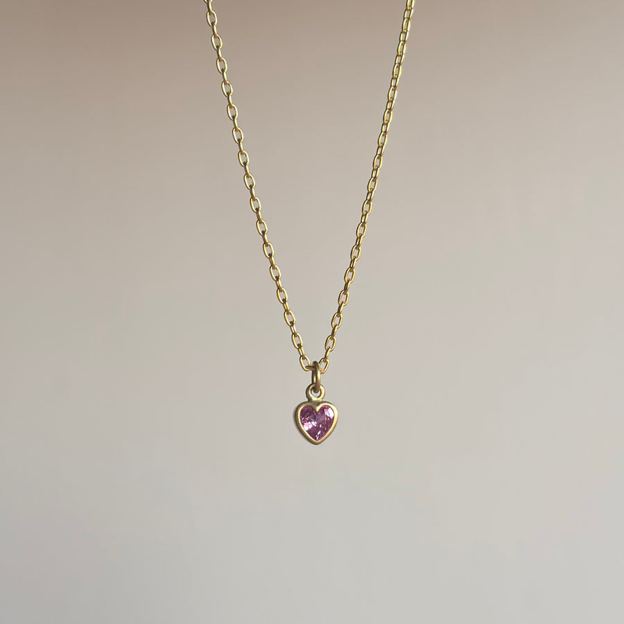 Tiny Pink Sapphire Sweetheart Pendant