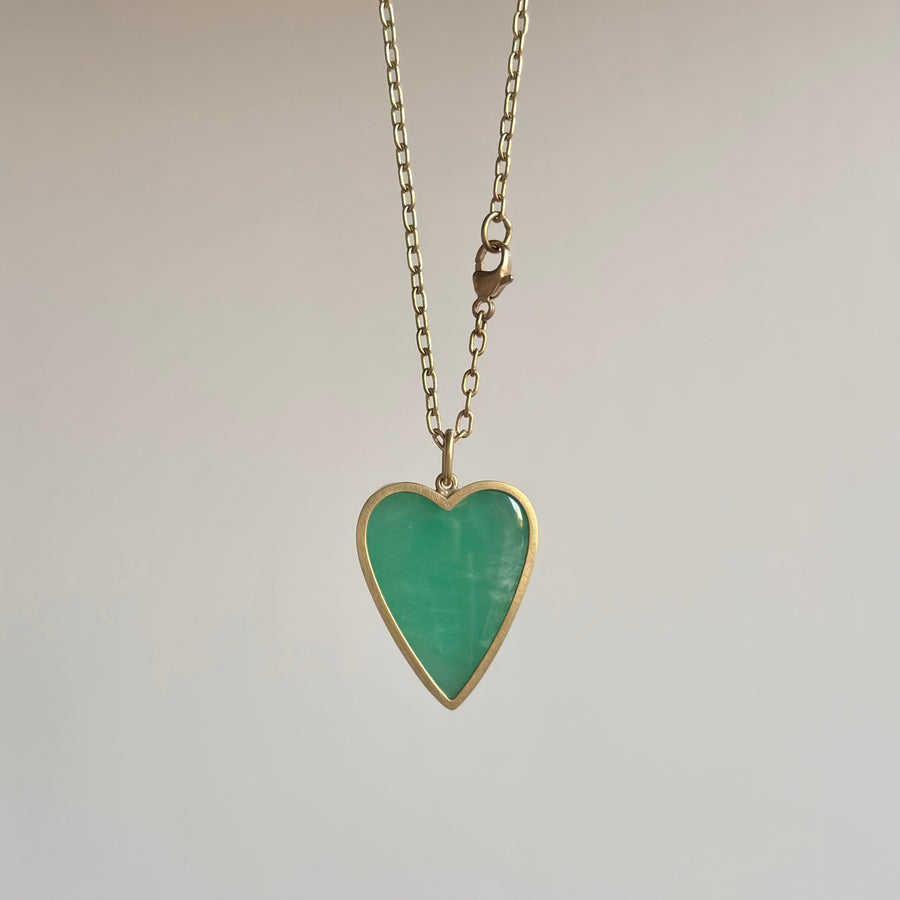 Large Brazilian Emerald Cabochon Sweetheart Pendant