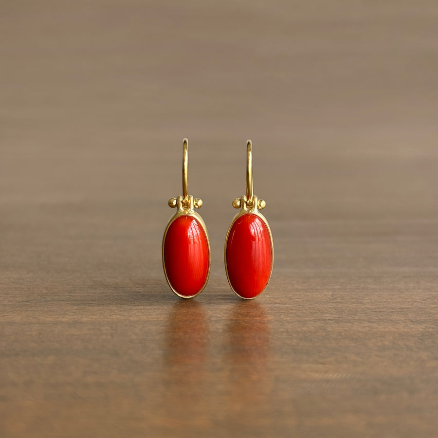 Long Oval Coral Earrings