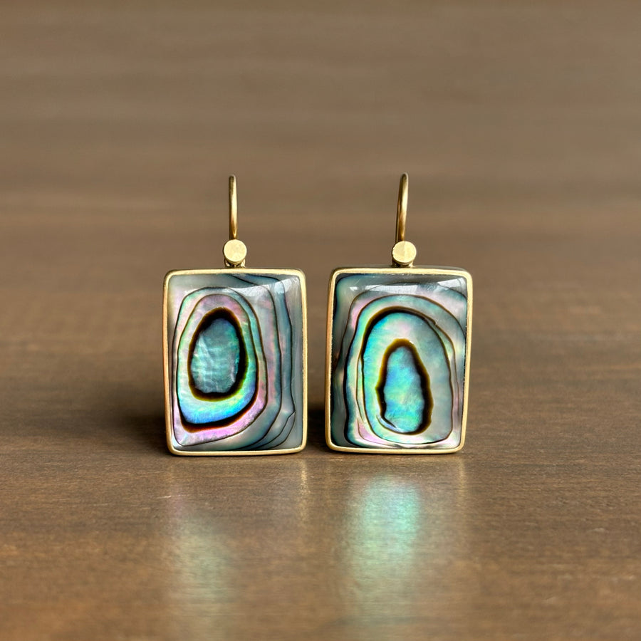 Abalone Bullseye Chicklet Drop Earrings