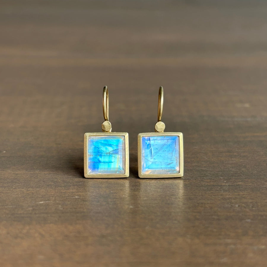 Square Moonstone Earrings