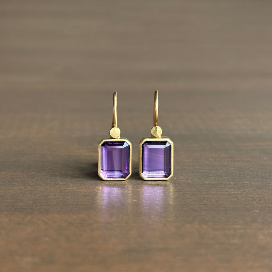 Small Amethyst Portrait Cut Earrings