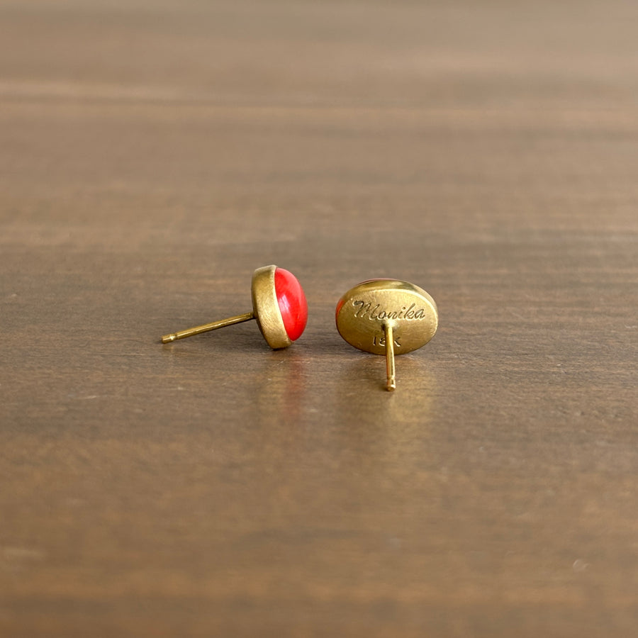 Oval Coral Stud Earrings