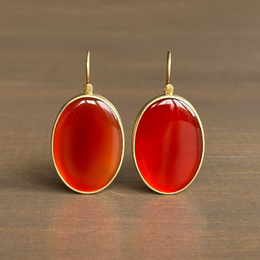 Large Oval Carnelian Earrings