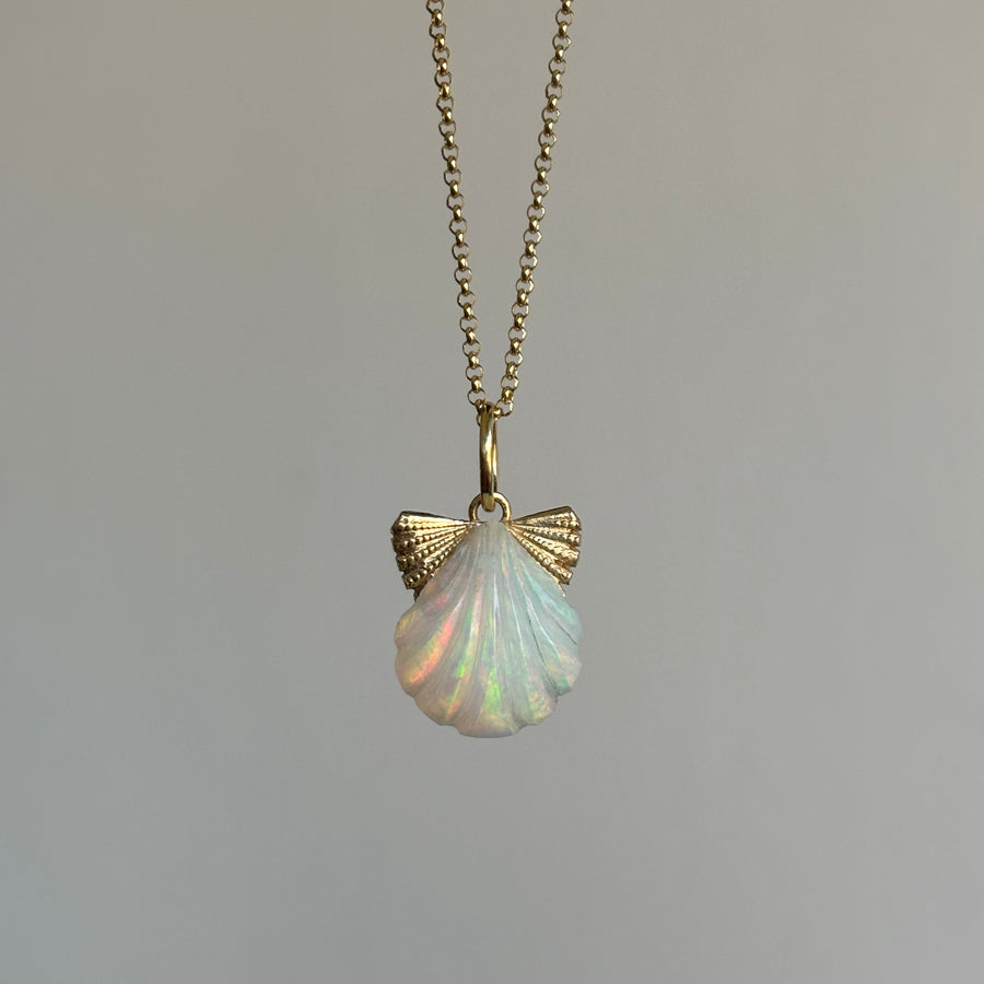 Small Ethiopian Opal Scallop Pendant