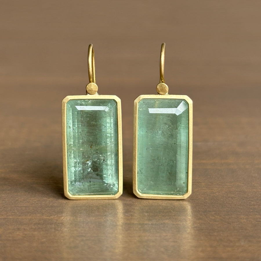 Emerald Cut Beryl Earrings