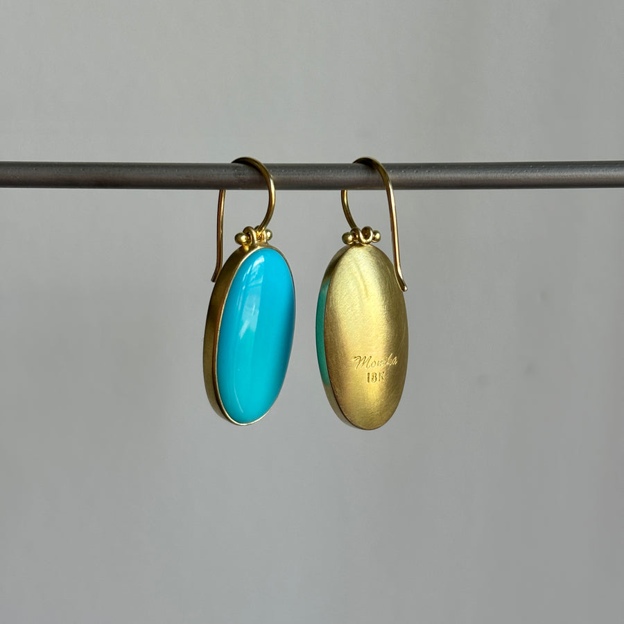 Large Oval Sleeping Beauty Turquoise Earrings