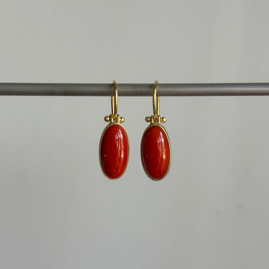 Long Oval Coral Earrings